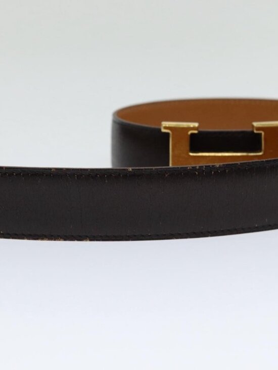 HERMES Constance Belt Leather 35.4"" Dark Brown Auth am5720 - Picture 6 of 15